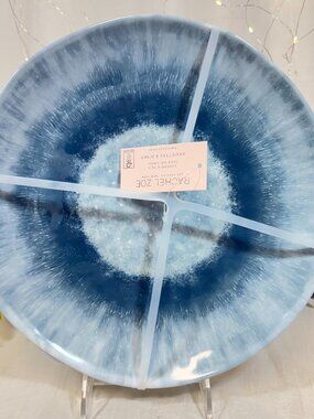 Rachel Zoe Blue Watercolor Tie Dye Ombre Melamine 11" Dinner Plates Set of 4